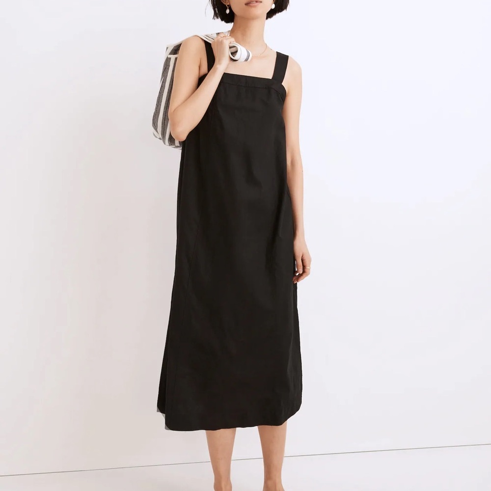 Madewell Linen-Cotton Princess-Seamed Midi Dress